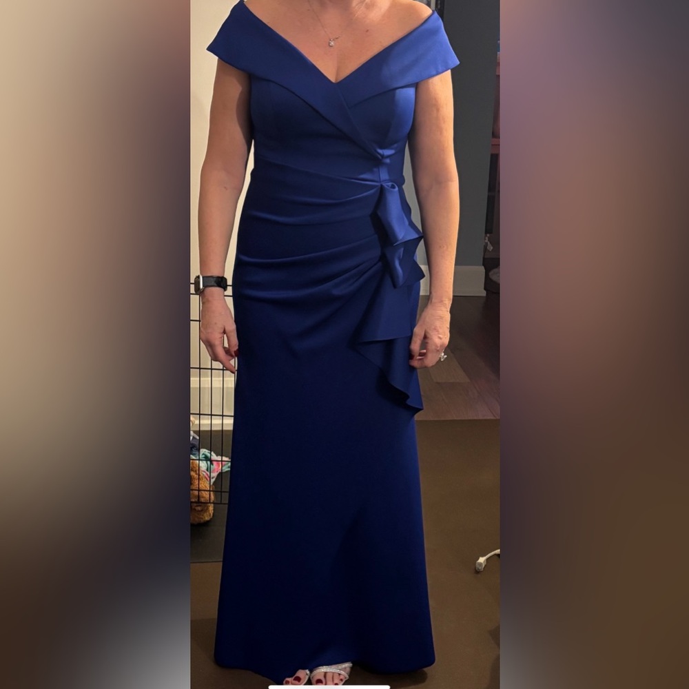 Xscape Royal Blue Ruffle Dress